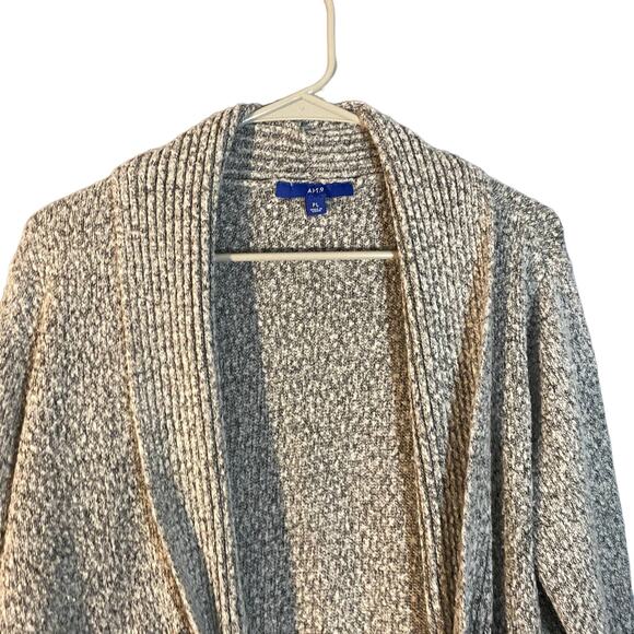 Apt. 9 Gray Opened Front Long Sleeve Textured Sweater Knit Cardigan Women Sz PL - Picture 3 of 8